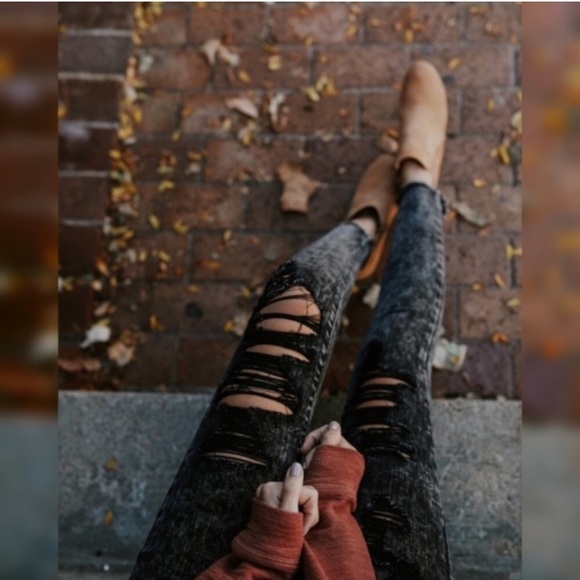 Distressed Denim - Black Ripped Jeans - Picture 3 of 4